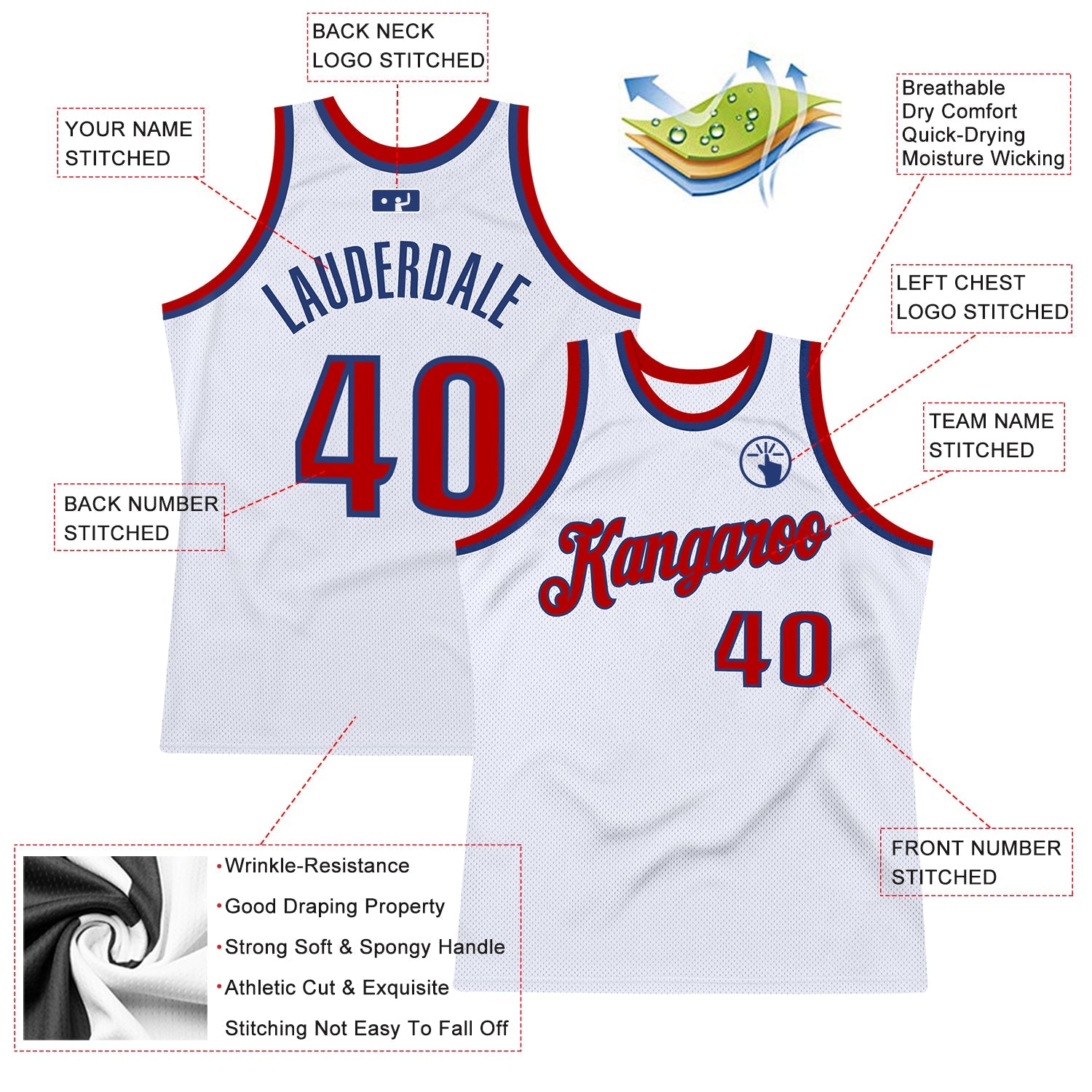 Custom White Red-Royal Authentic Throwback Basketball Jersey - Sky-Custom