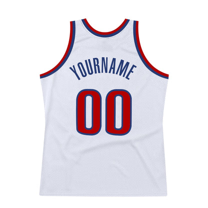 Custom White Red-Royal Authentic Throwback Basketball Jersey - Sky-Custom