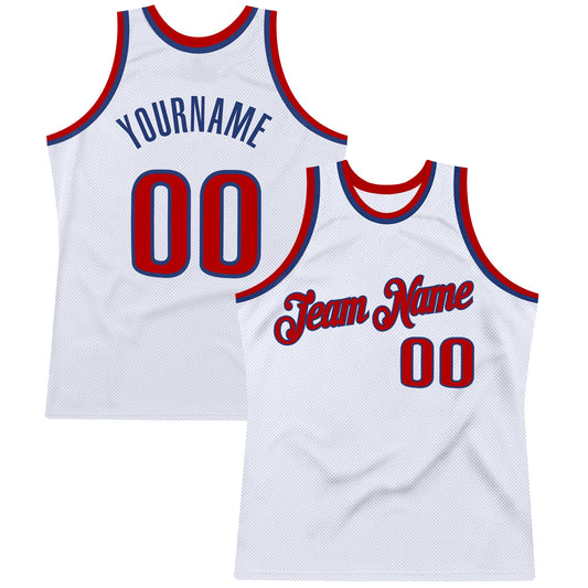 Custom White Red-Royal Authentic Throwback Basketball Jersey - Sky-Custom