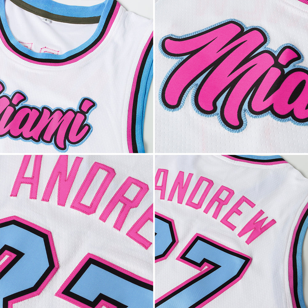 Custom White Red-Black Authentic Throwback Basketball Jersey - Sky-Custom