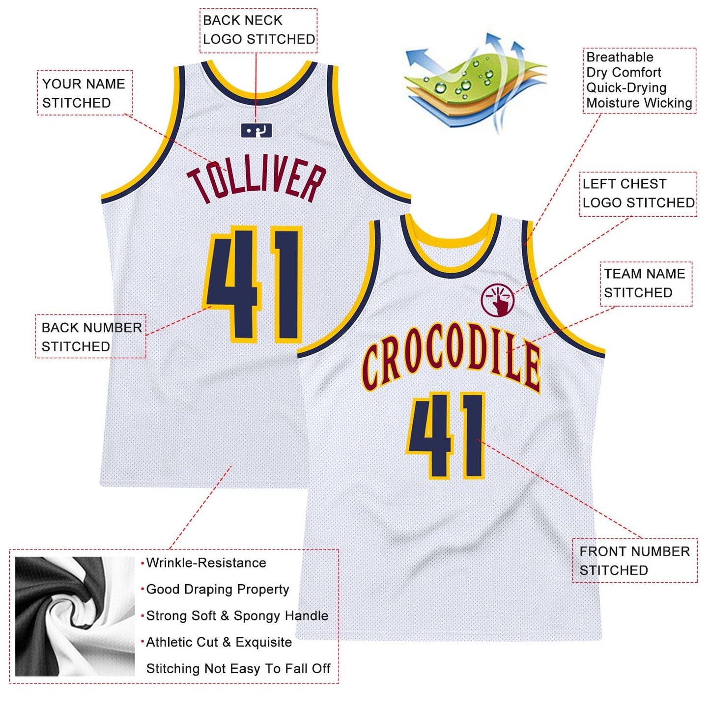 Custom White Navy-Gold Authentic Throwback Basketball Jersey - Sky-Custom