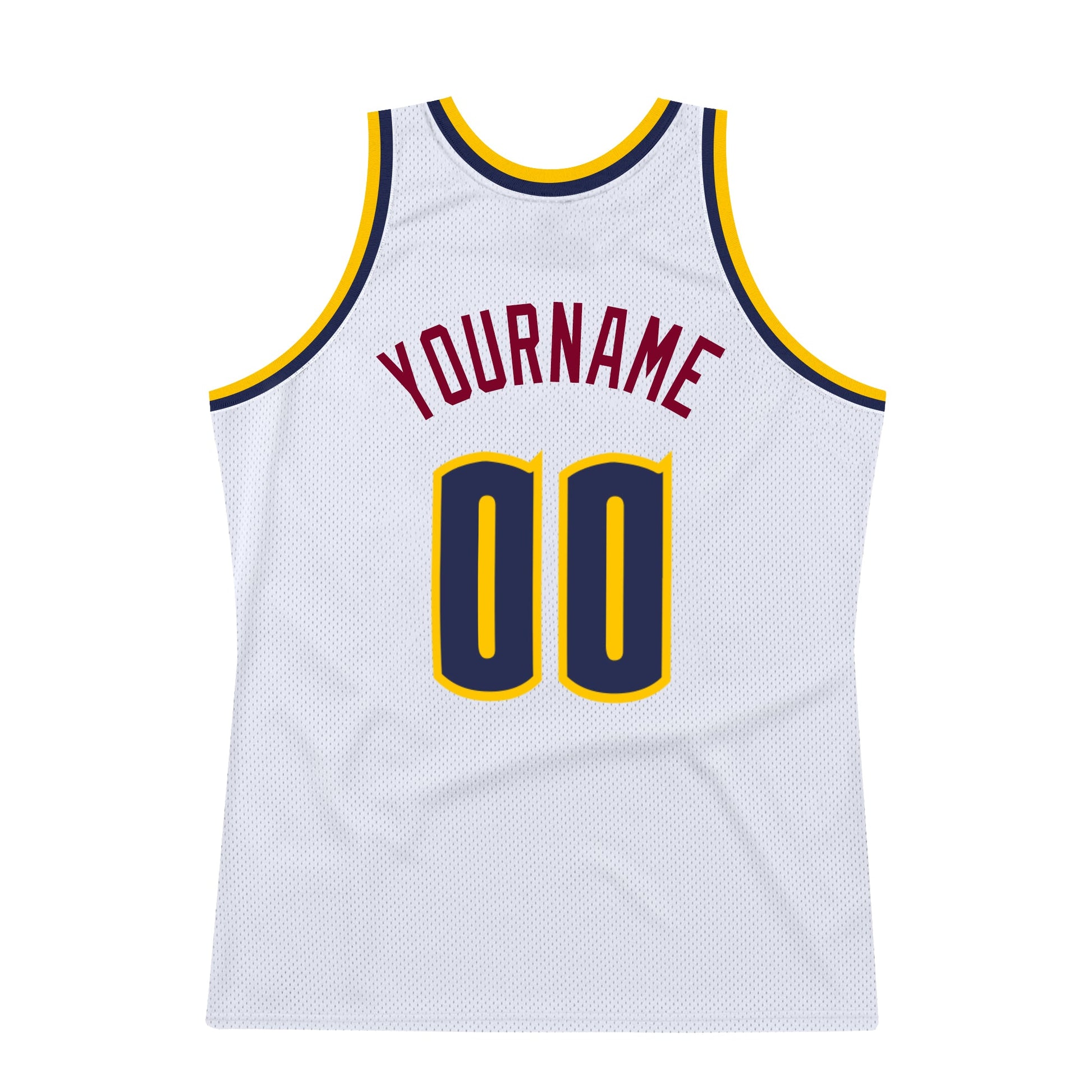 Custom White Navy-Gold Authentic Throwback Basketball Jersey - Sky-Custom