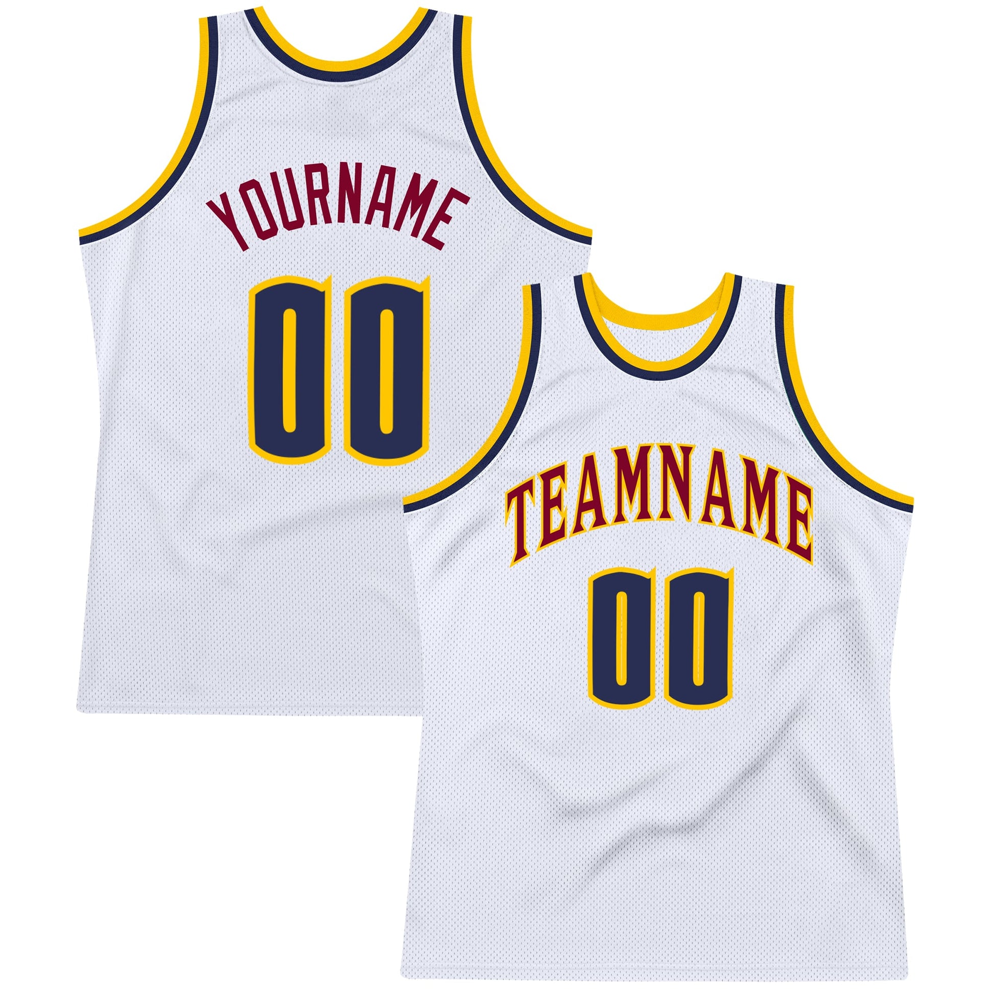 Custom White Navy-Gold Authentic Throwback Basketball Jersey - Sky-Custom