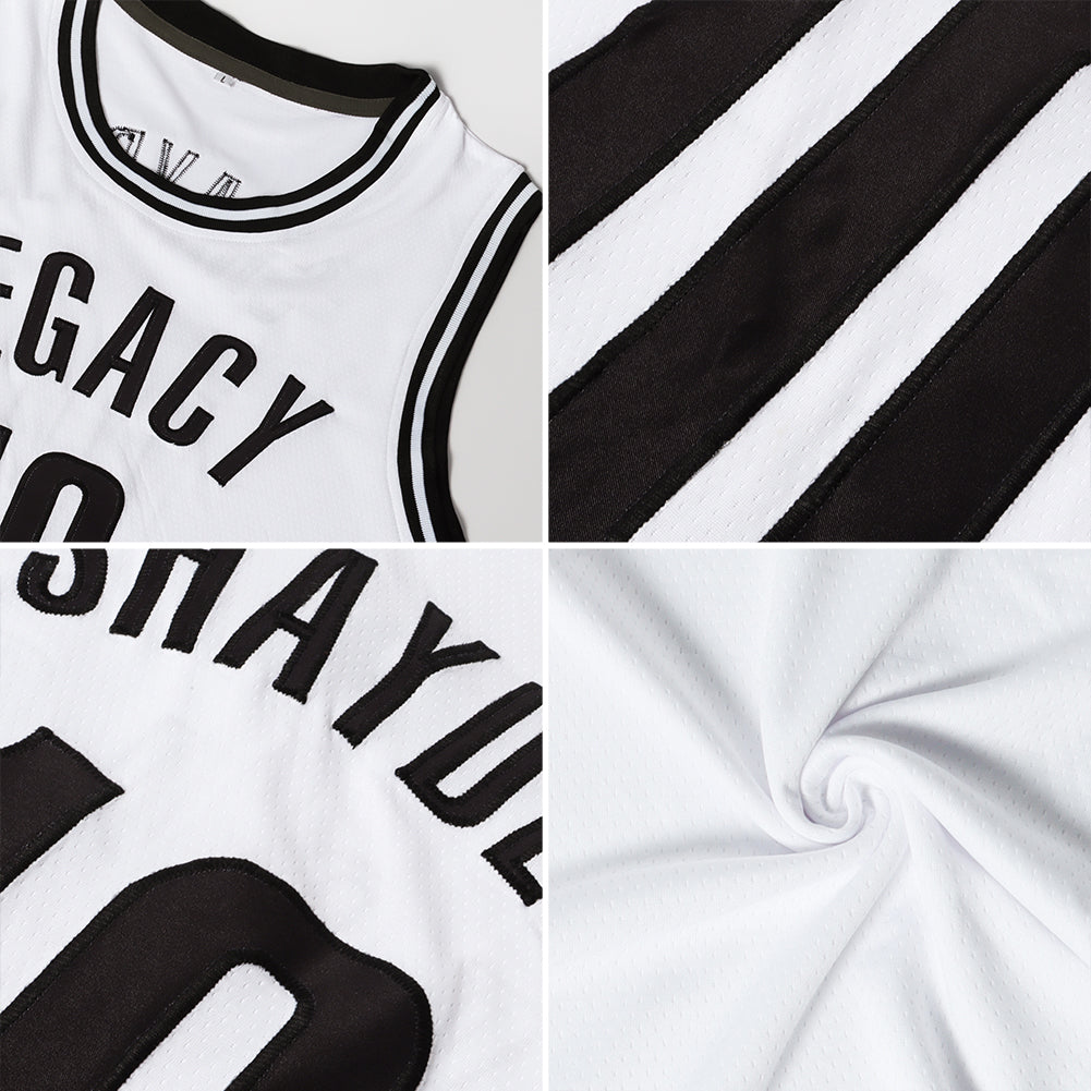 Custom White Black Authentic Throwback Basketball Jersey - Sky-Custom