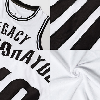 Custom White Black Authentic Throwback Basketball Jersey - Sky-Custom