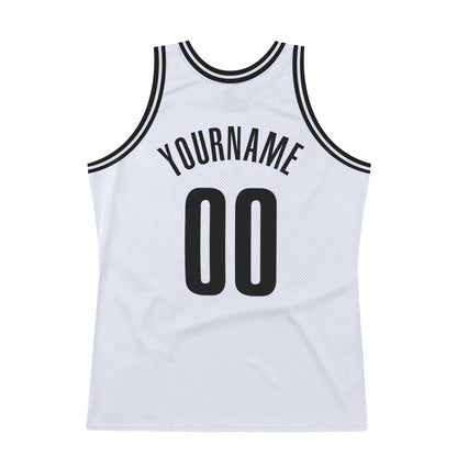 Custom White Black Authentic Throwback Basketball Jersey - Sky-Custom