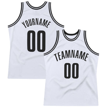 Custom White Black Authentic Throwback Basketball Jersey - Sky-Custom