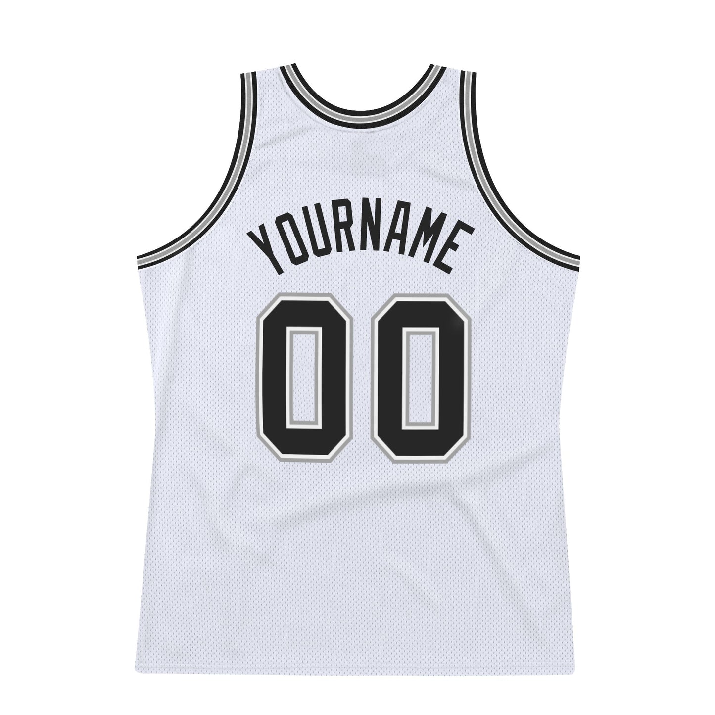 Custom White Black-Gray Authentic Throwback Basketball Jersey - Sky-Custom