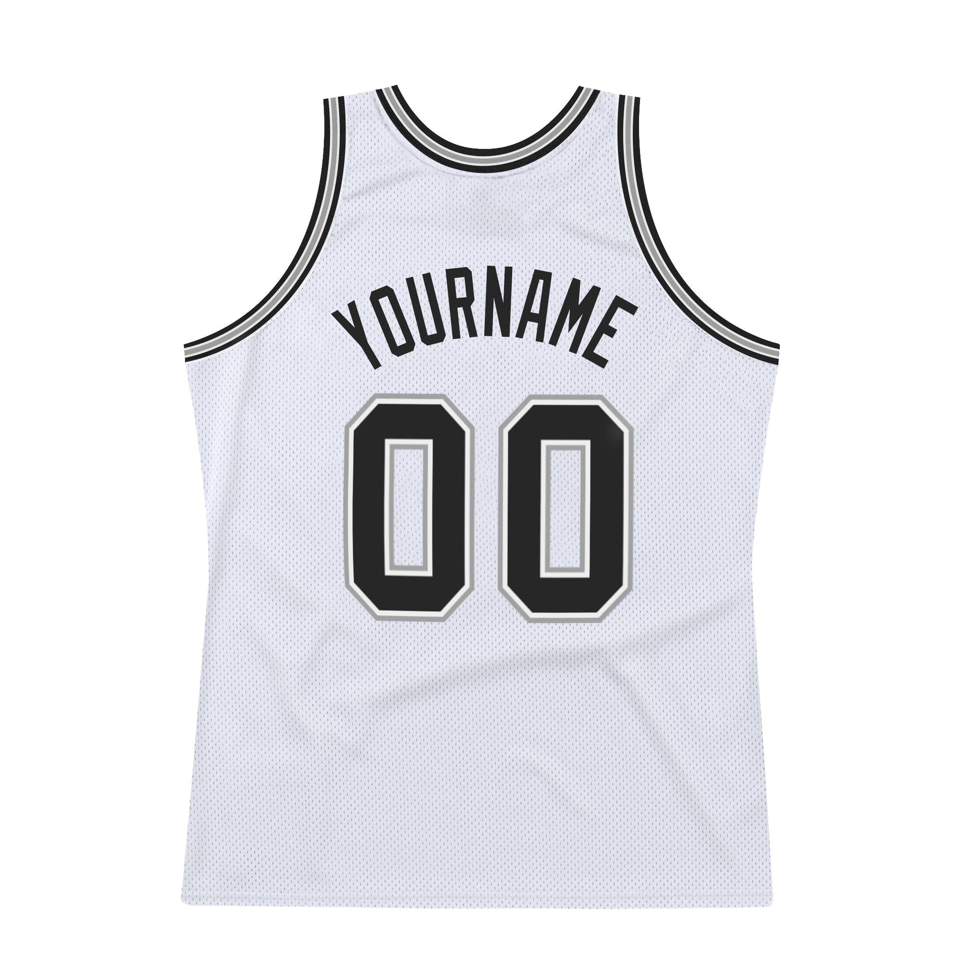 Custom White Black-Gray Authentic Throwback Basketball Jersey - Sky-Custom