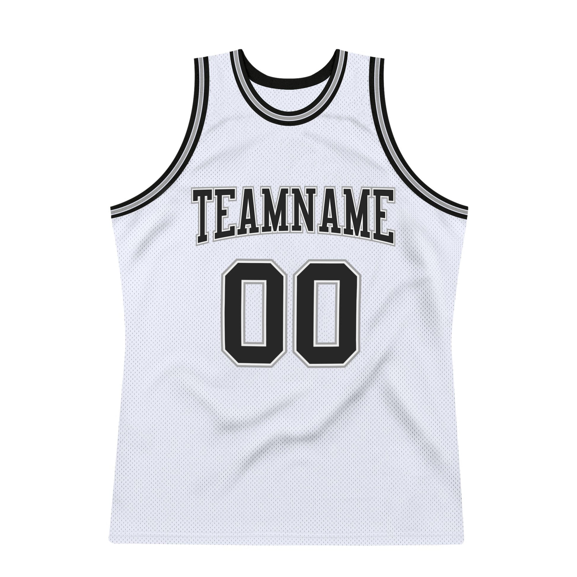Custom White Black-Gray Authentic Throwback Basketball Jersey - Sky-Custom