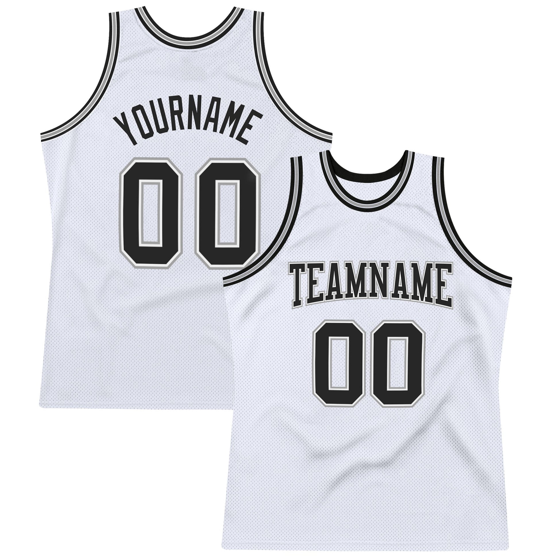 Custom White Black-Gray Authentic Throwback Basketball Jersey - Sky-Custom