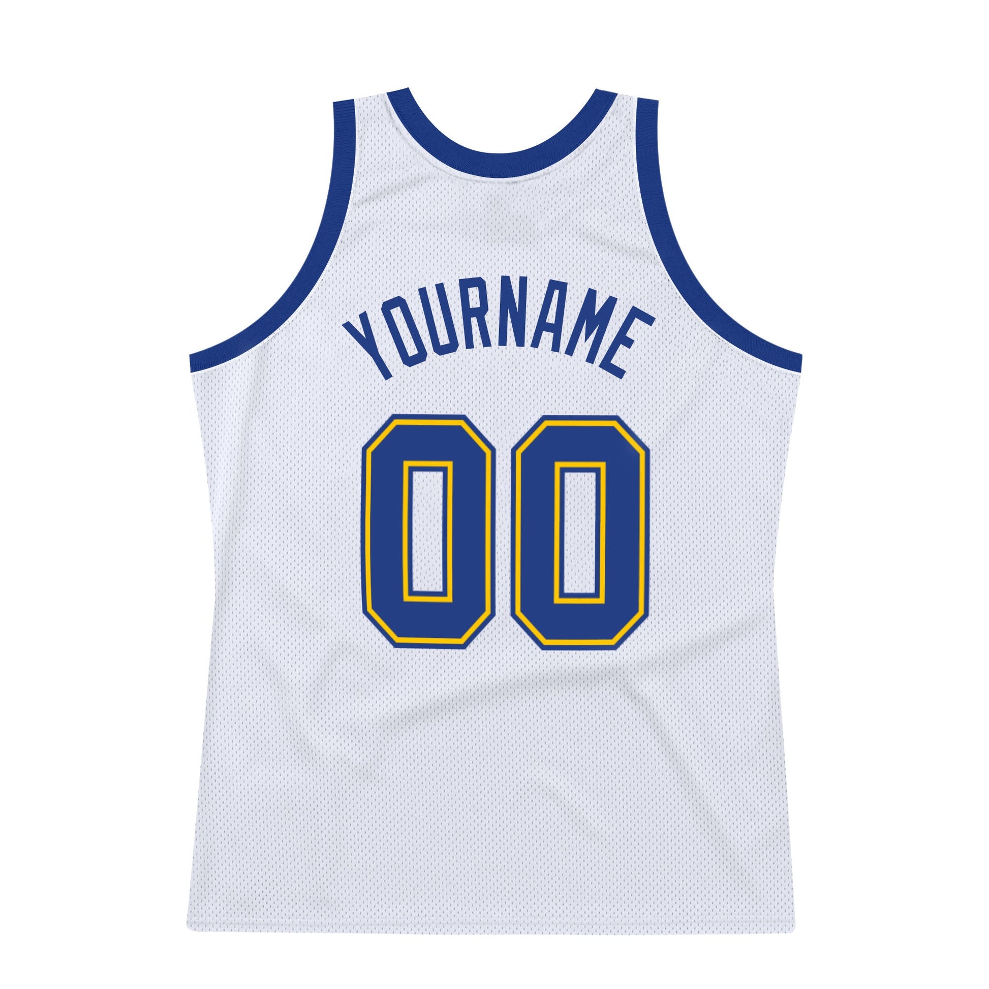 Custom White Royal-Gold Authentic Throwback Basketball Jersey - Sky-Custom