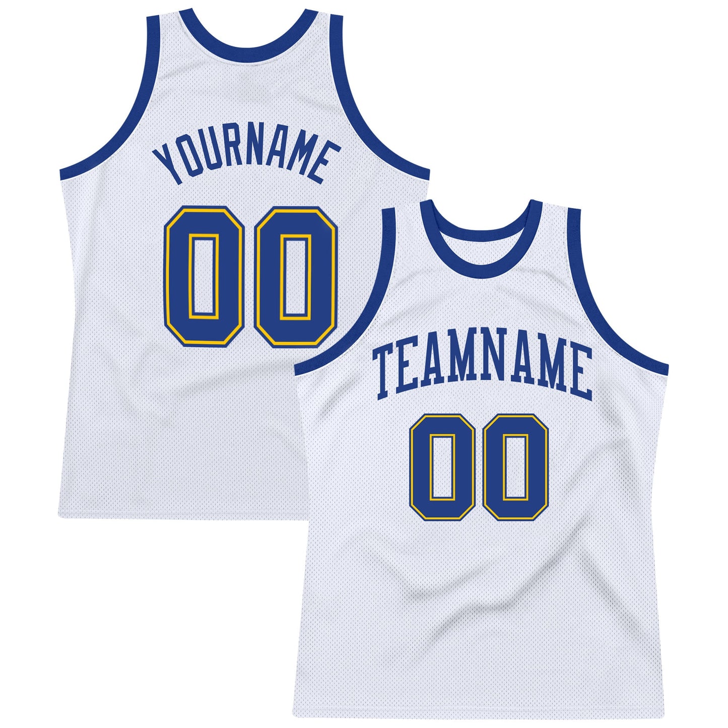 Custom White Royal-Gold Authentic Throwback Basketball Jersey - Sky-Custom