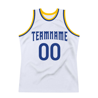 Custom White Royal-Gold Authentic Throwback Basketball Jersey - Sky-Custom