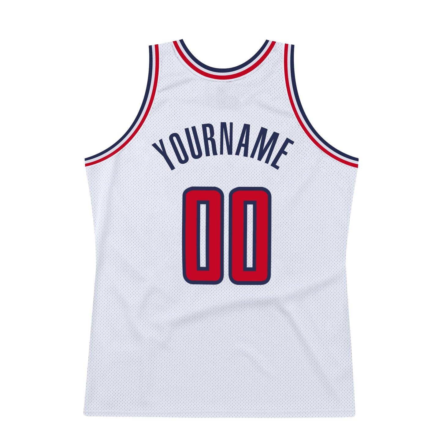 Custom White Red-Navy Authentic Throwback Basketball Jersey - Sky-Custom
