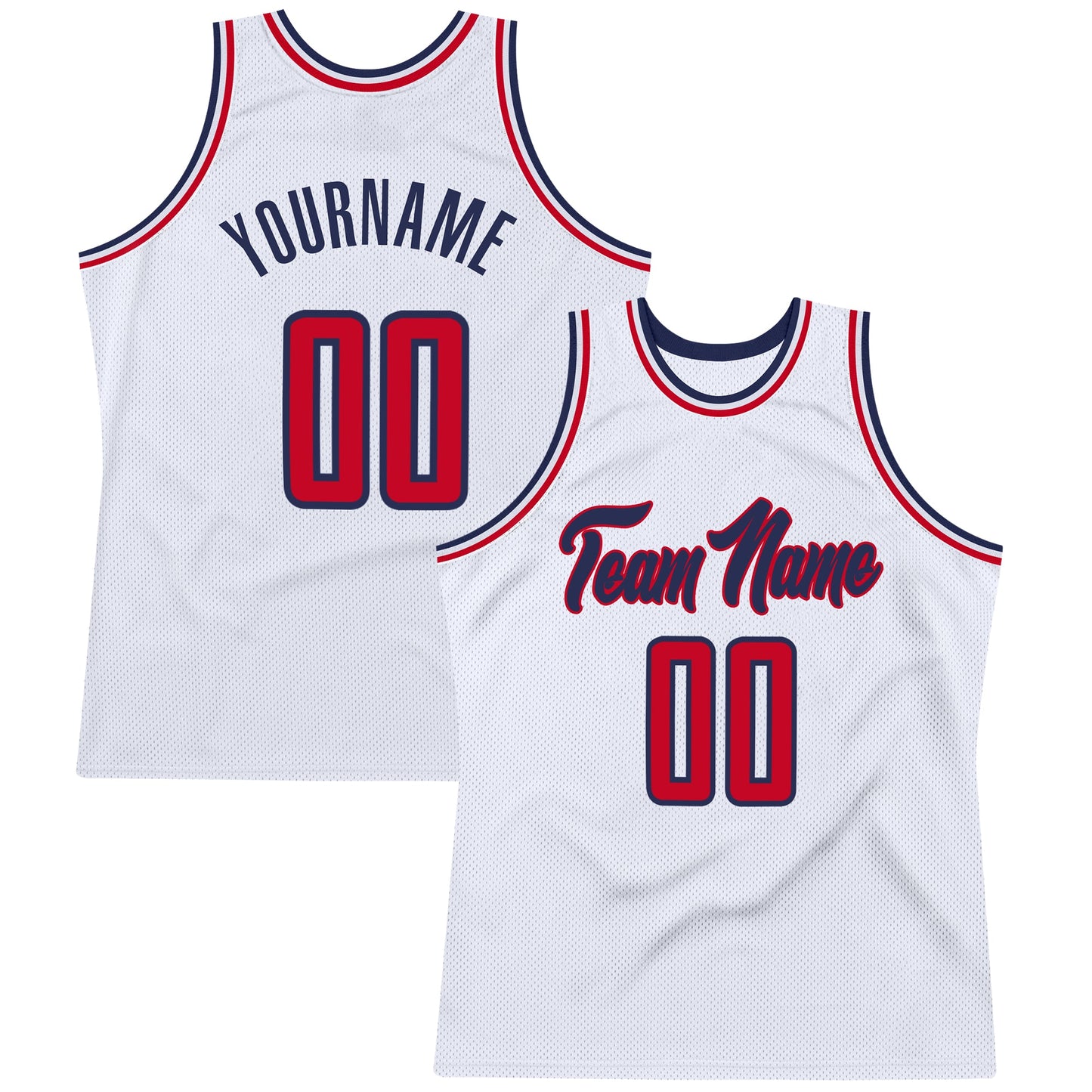 Custom White Red-Navy Authentic Throwback Basketball Jersey - Sky-Custom