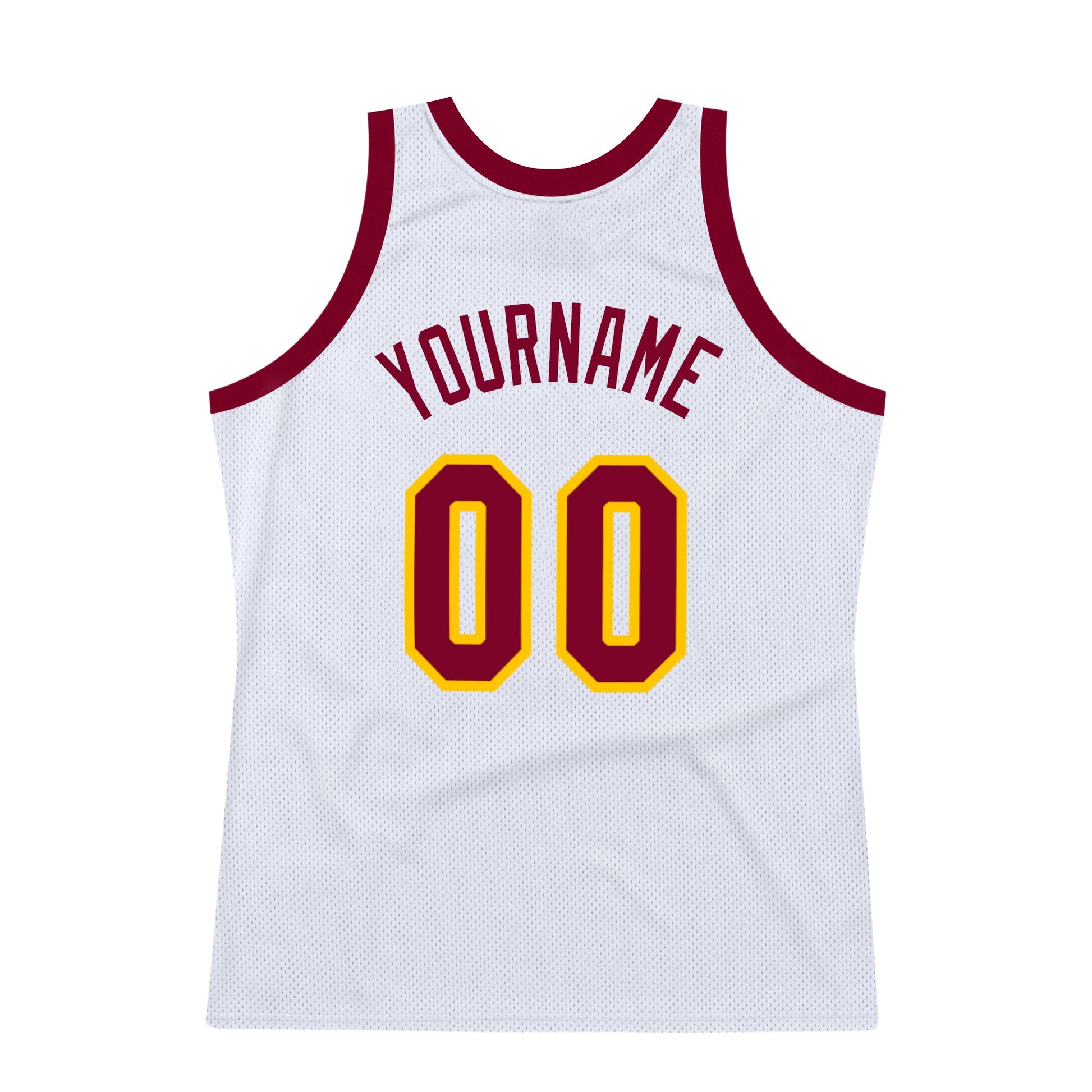 Custom White Maroon-Gold Authentic Throwback Basketball Jersey - Sky-Custom
