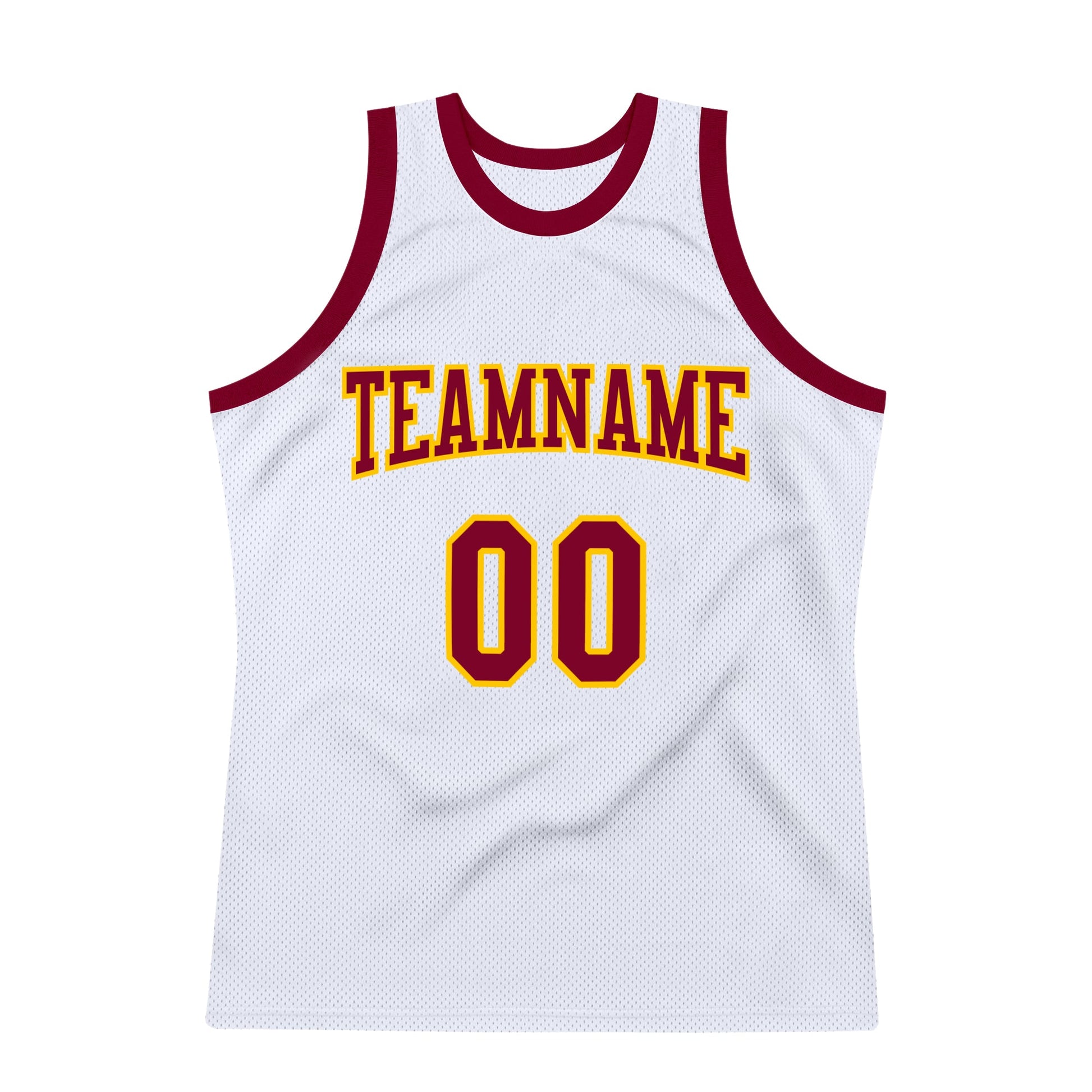 Custom White Maroon-Gold Authentic Throwback Basketball Jersey - Sky-Custom