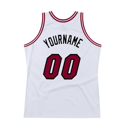 Custom White Maroon-Black Authentic Throwback Basketball Jersey - Sky-Custom