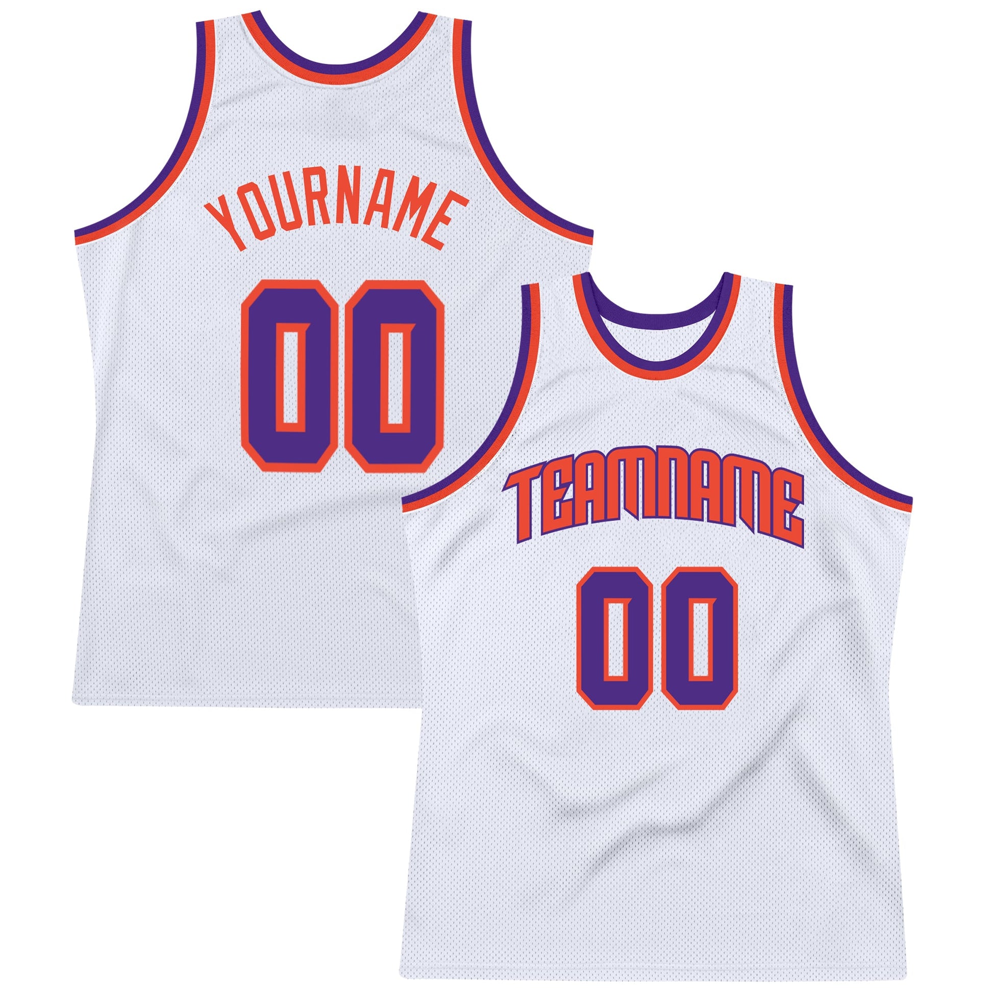 Custom White Purple-Orange Authentic Throwback Basketball Jersey - Sky-Custom