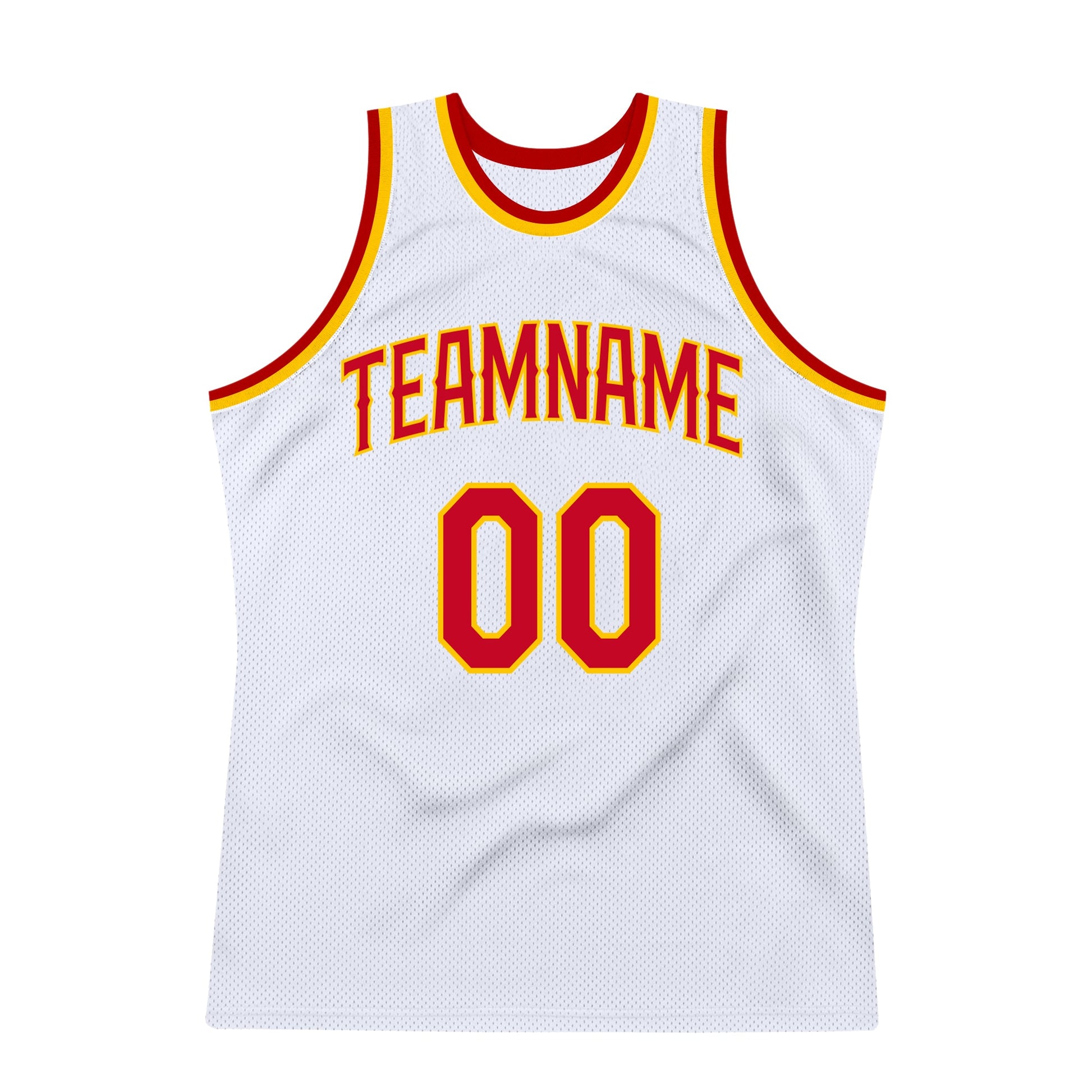 Custom White Red-Gold Authentic Throwback Basketball Jersey - Sky-Custom