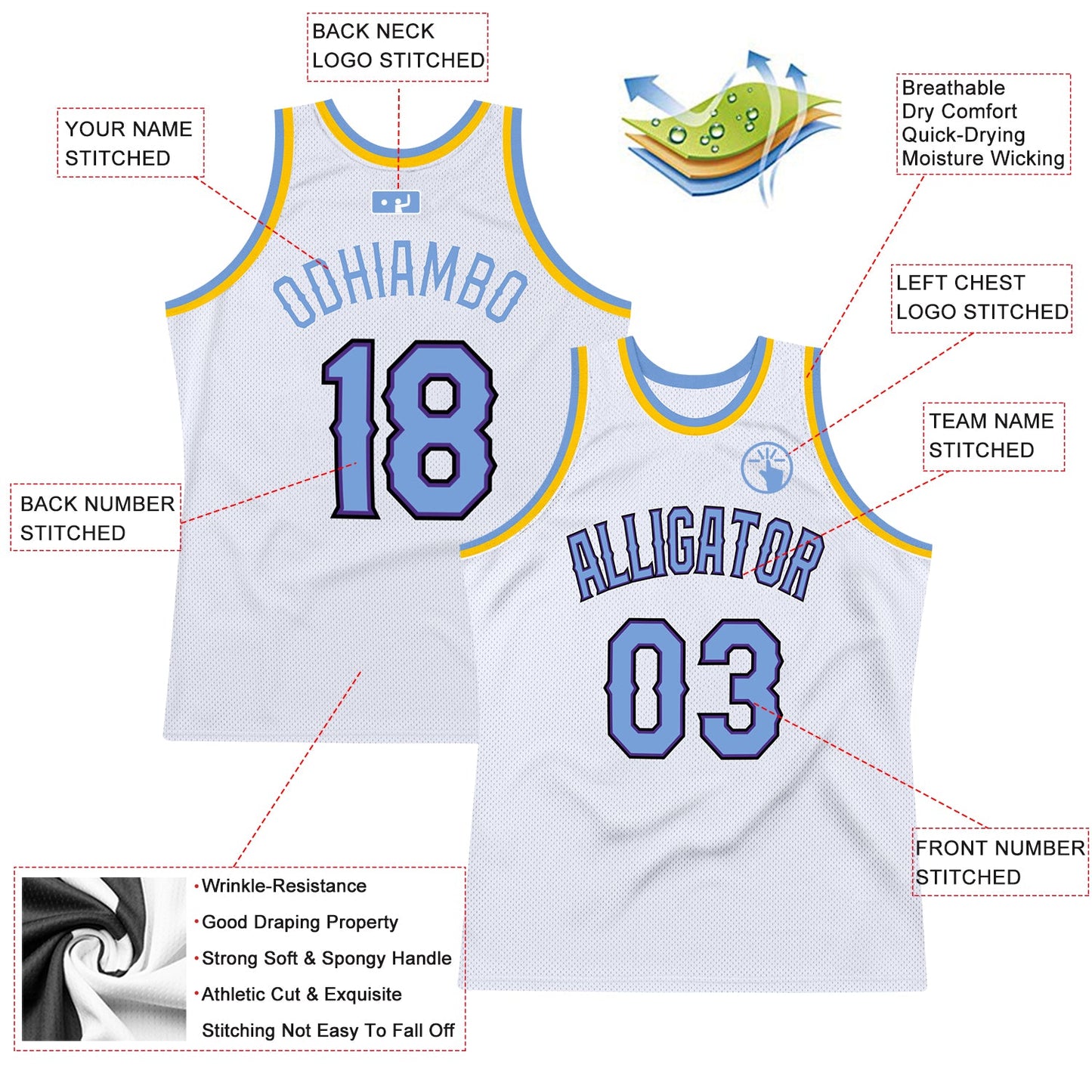 Custom White Light Blue-Purple Authentic Throwback Basketball Jersey - Sky-Custom