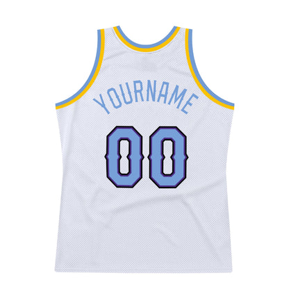 Custom White Light Blue-Purple Authentic Throwback Basketball Jersey - Sky-Custom