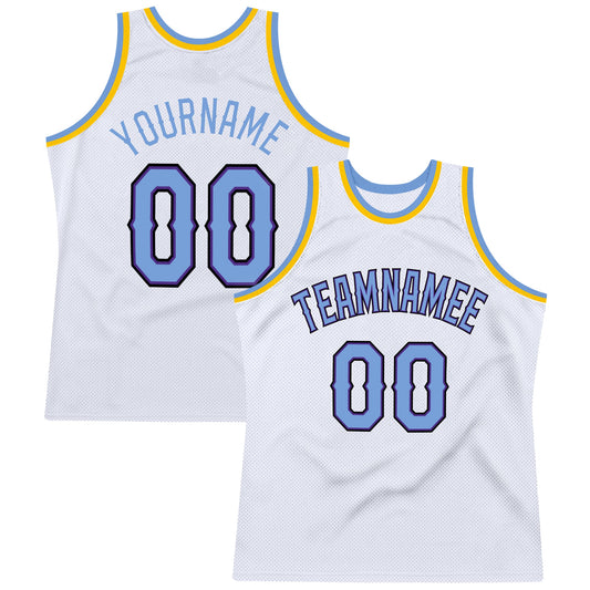 Custom White Light Blue-Purple Authentic Throwback Basketball Jersey - Sky-Custom