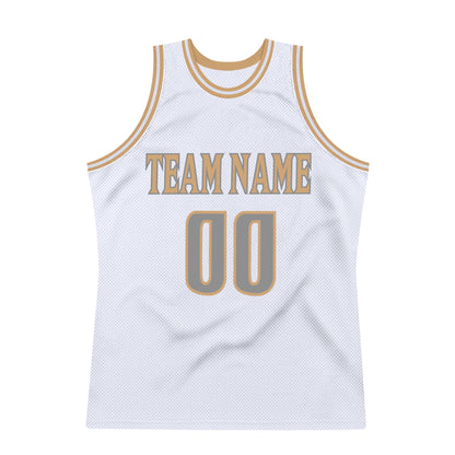 Custom White Steel Gray-Old Gold Authentic Throwback Basketball Jersey - Sky-Custom