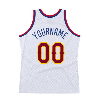Custom White Maroon-Royal Authentic Throwback Basketball Jersey - Sky-Custom