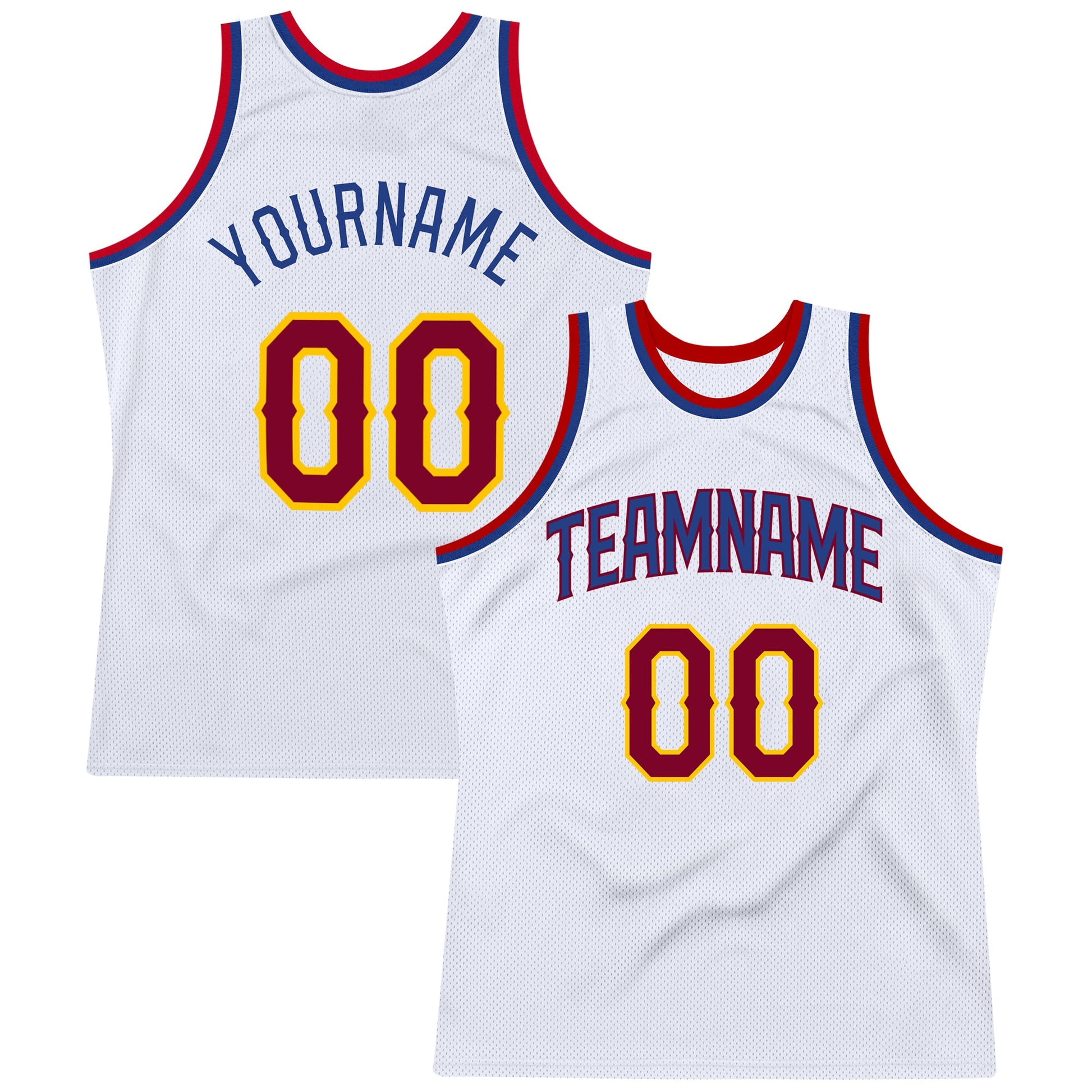 Custom White Maroon-Royal Authentic Throwback Basketball Jersey - Sky-Custom