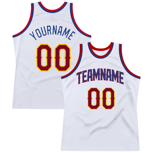 Custom White Maroon-Royal Authentic Throwback Basketball Jersey - Sky-Custom