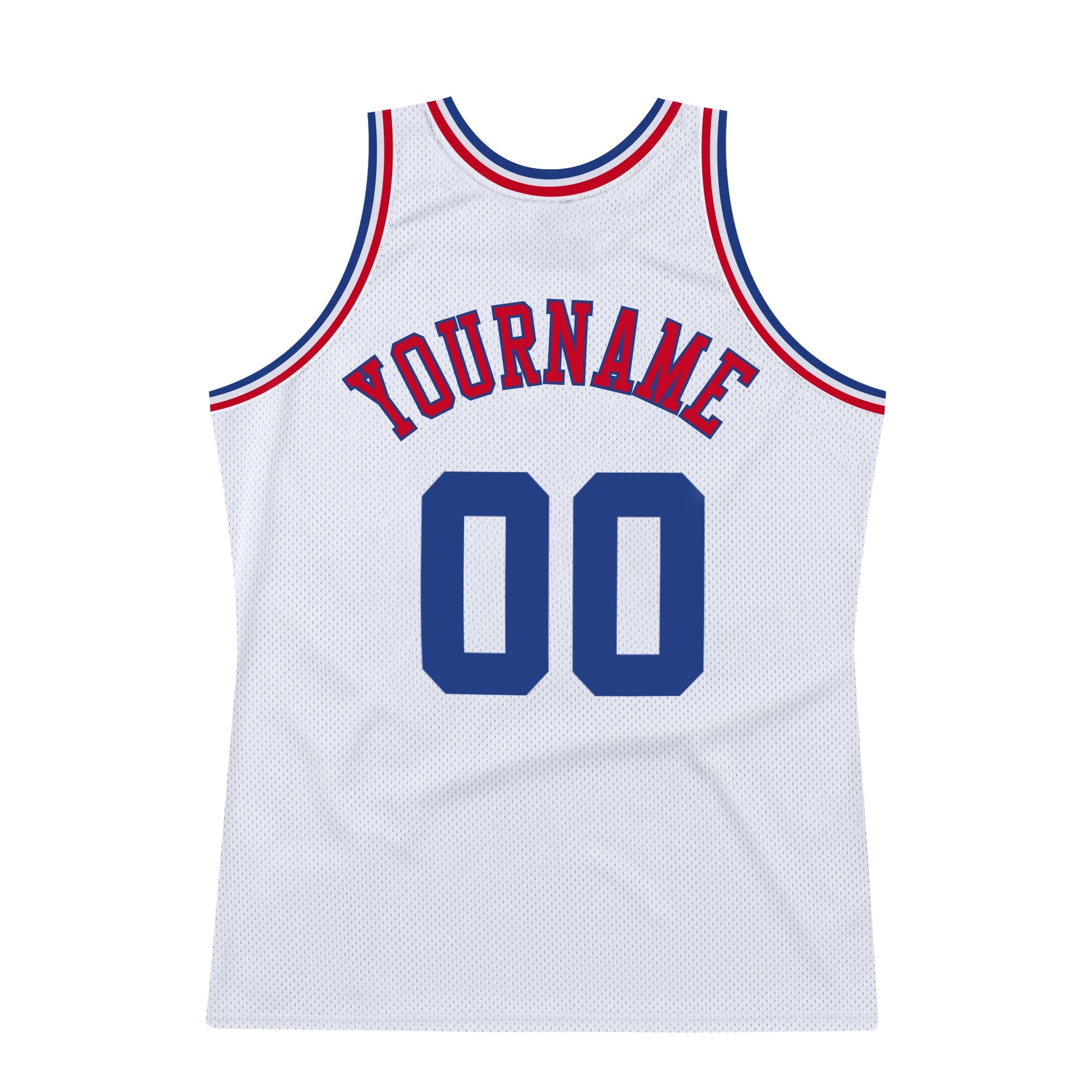 Custom White Royal-Red Authentic Throwback Basketball Jersey - Sky-Custom