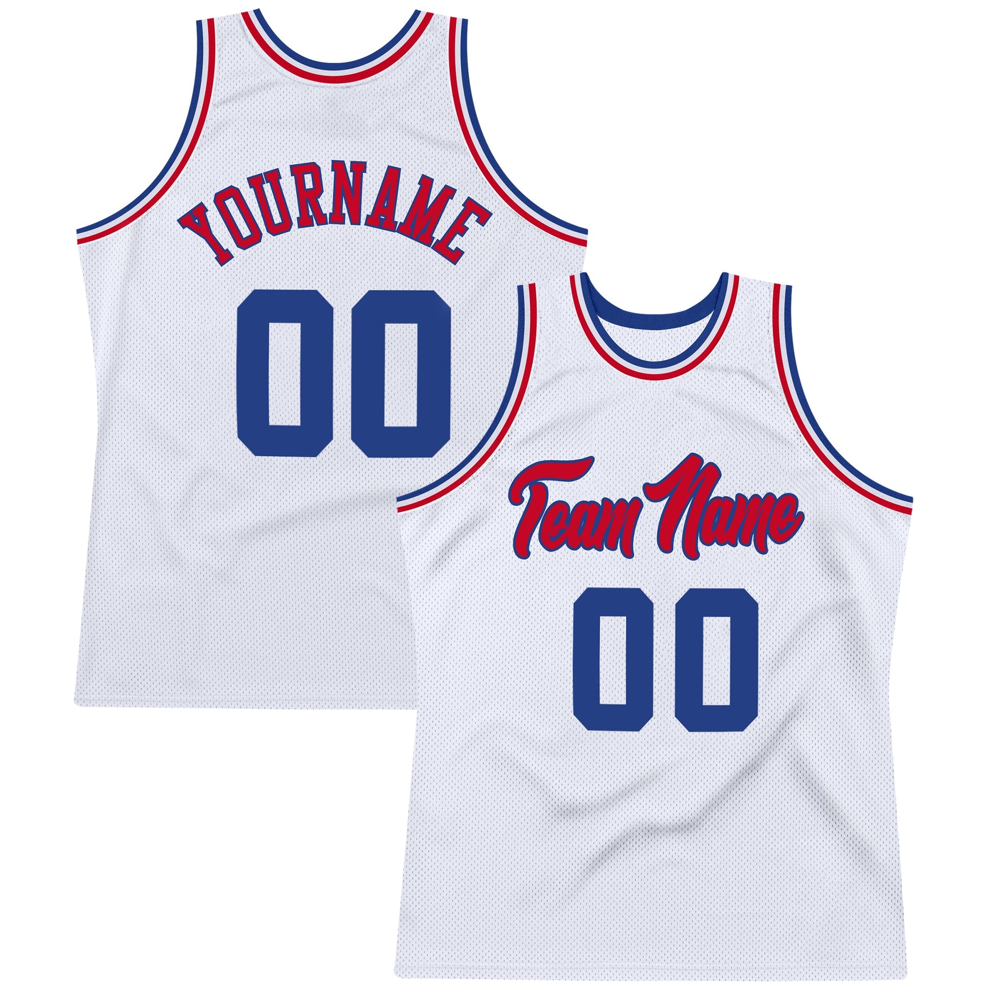 Custom White Royal-Red Authentic Throwback Basketball Jersey - Sky-Custom