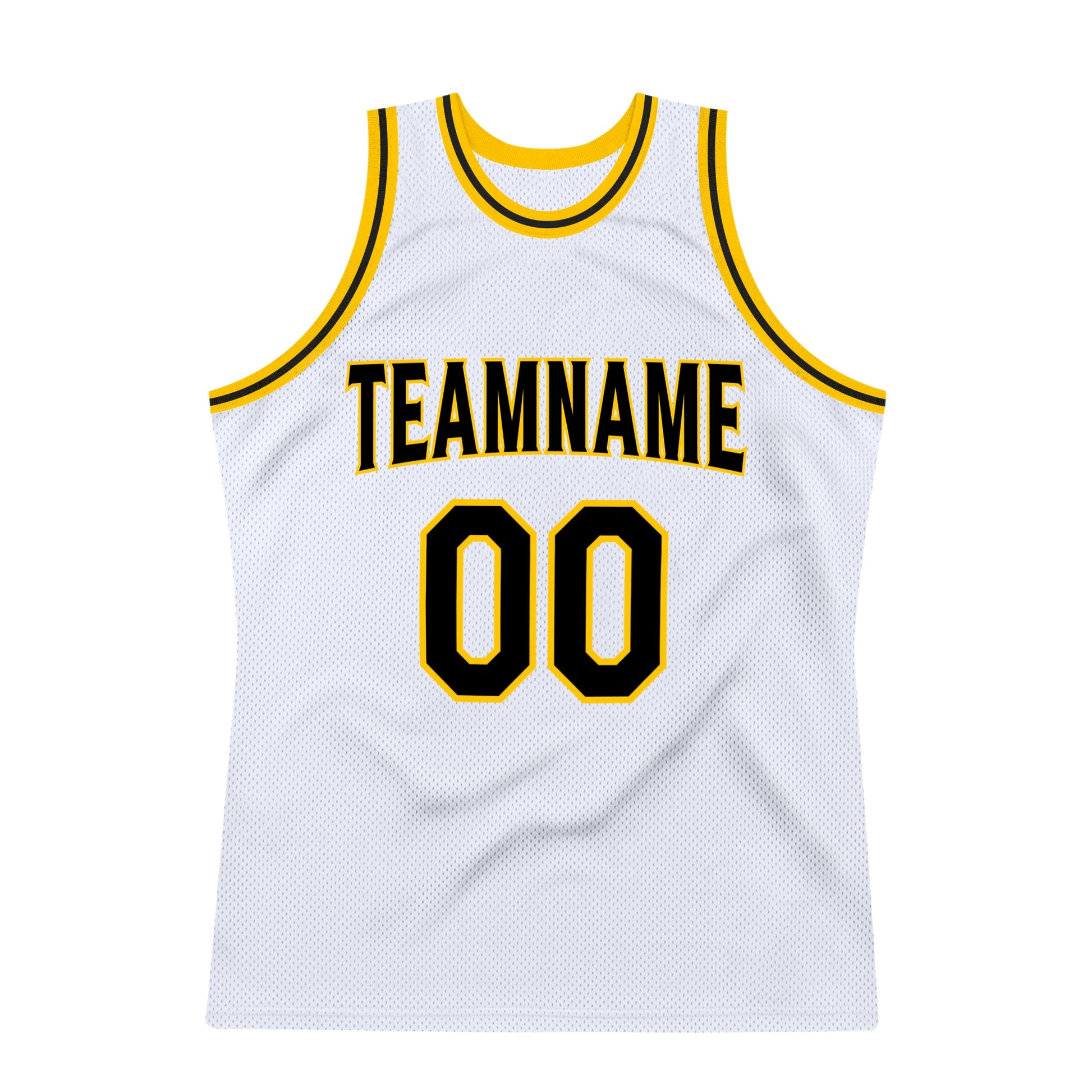Custom White Black-Gold Authentic Throwback Basketball Jersey - Sky-Custom