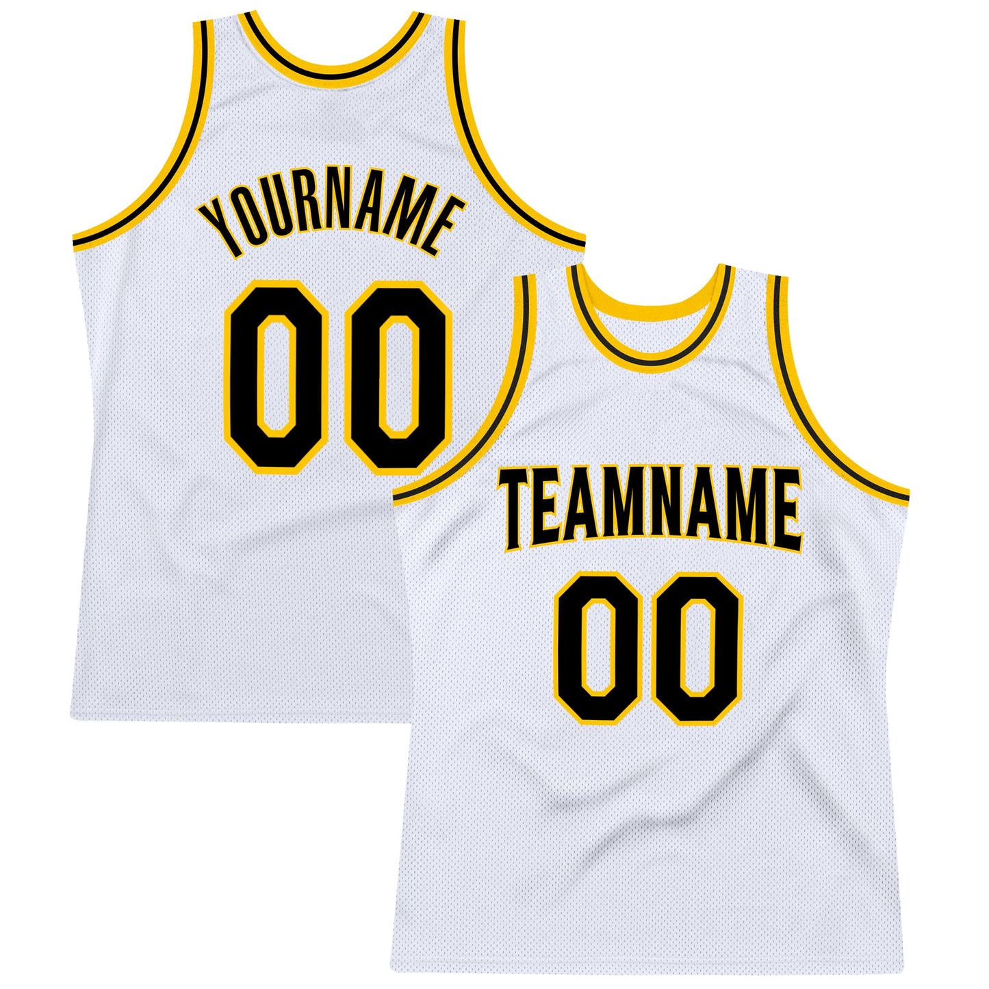 Custom White Black-Gold Authentic Throwback Basketball Jersey - Sky-Custom