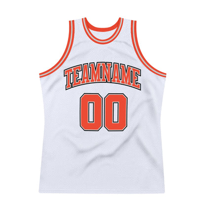Custom White Orange-Gray Authentic Throwback Basketball Jersey - Sky-Custom