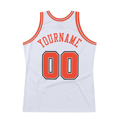 Custom White Orange-Gray Authentic Throwback Basketball Jersey - Sky-Custom