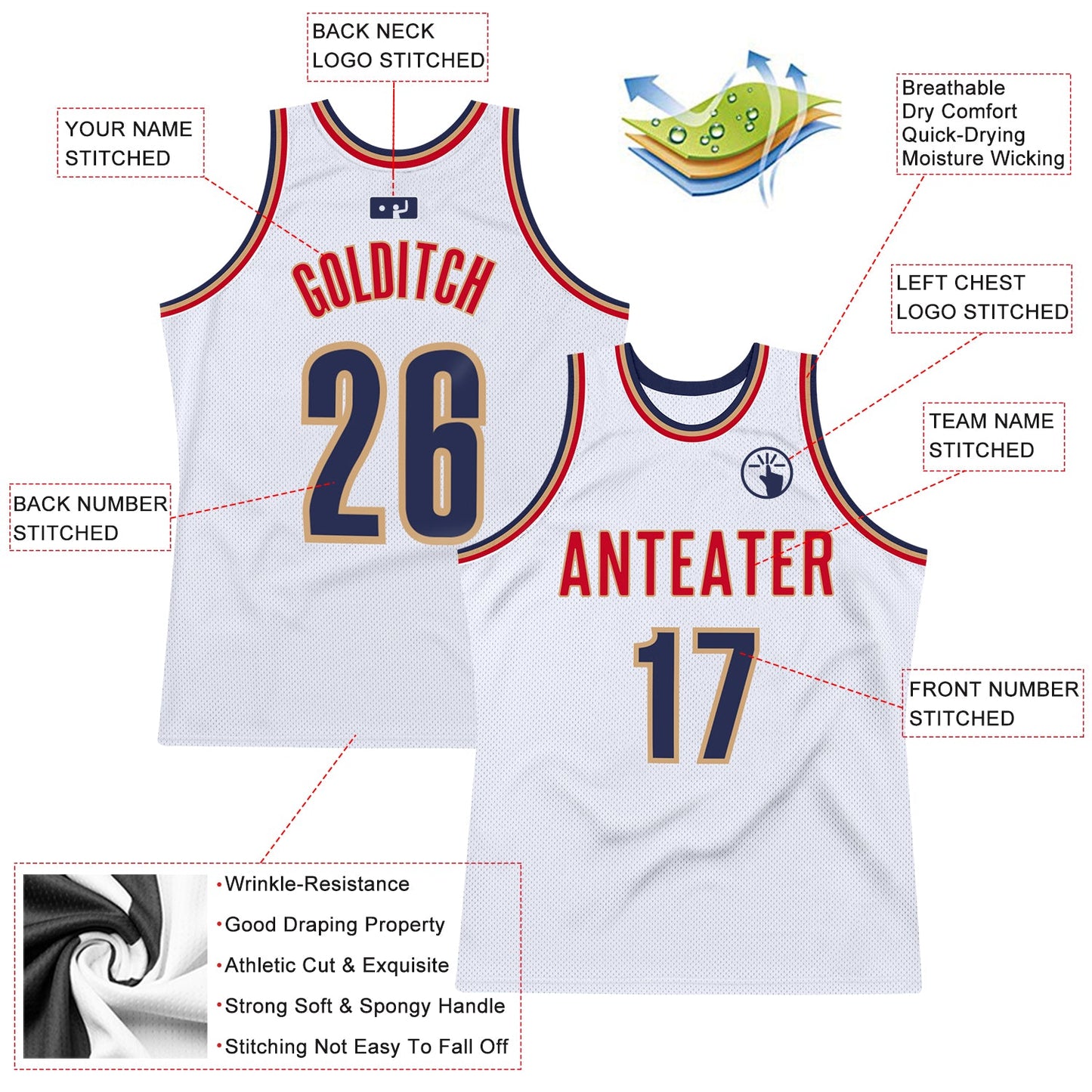Custom White Navy-Old Gold Authentic Throwback Basketball Jersey - Sky-Custom