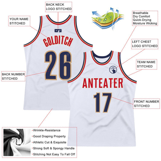 Custom White Navy-Old Gold Authentic Throwback Basketball Jersey - Sky-Custom
