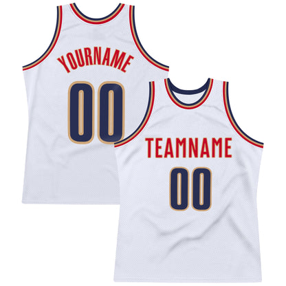 Custom White Navy-Old Gold Authentic Throwback Basketball Jersey - Sky-Custom