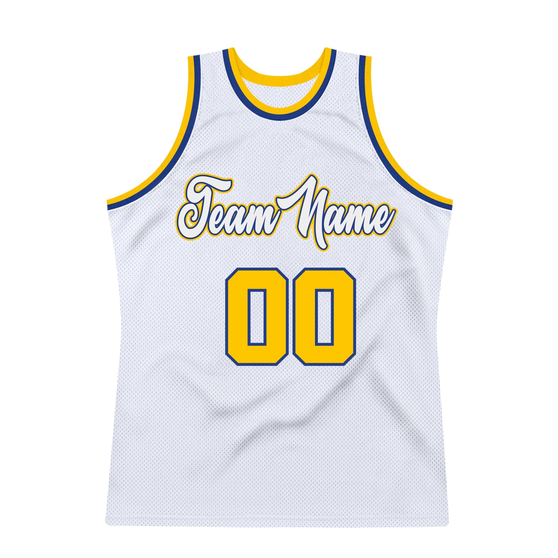 Custom White Royal-Gold Authentic Throwback Basketball Jersey - Sky-Custom