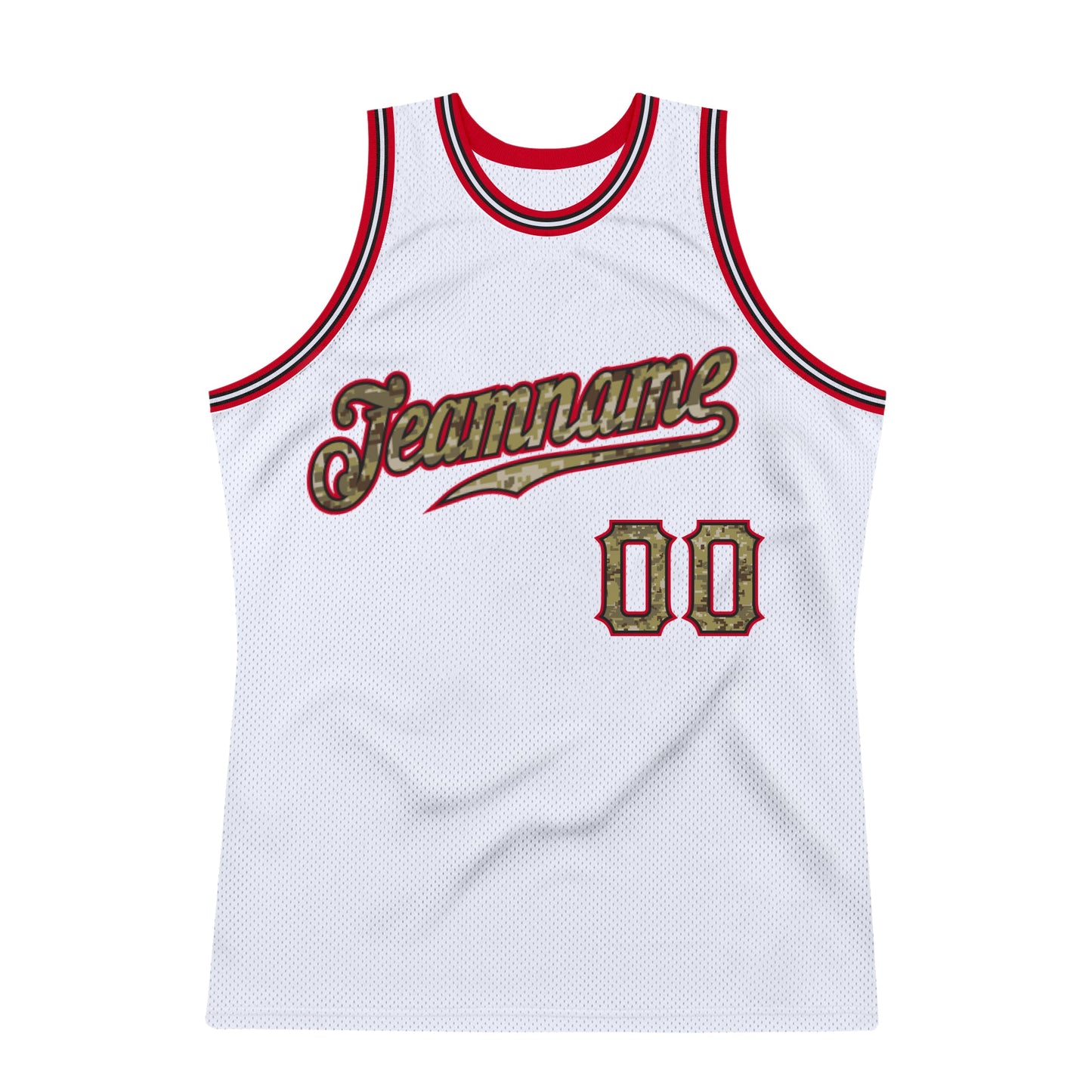 Custom White Camo-Red Authentic Throwback Basketball Jersey - Sky-Custom