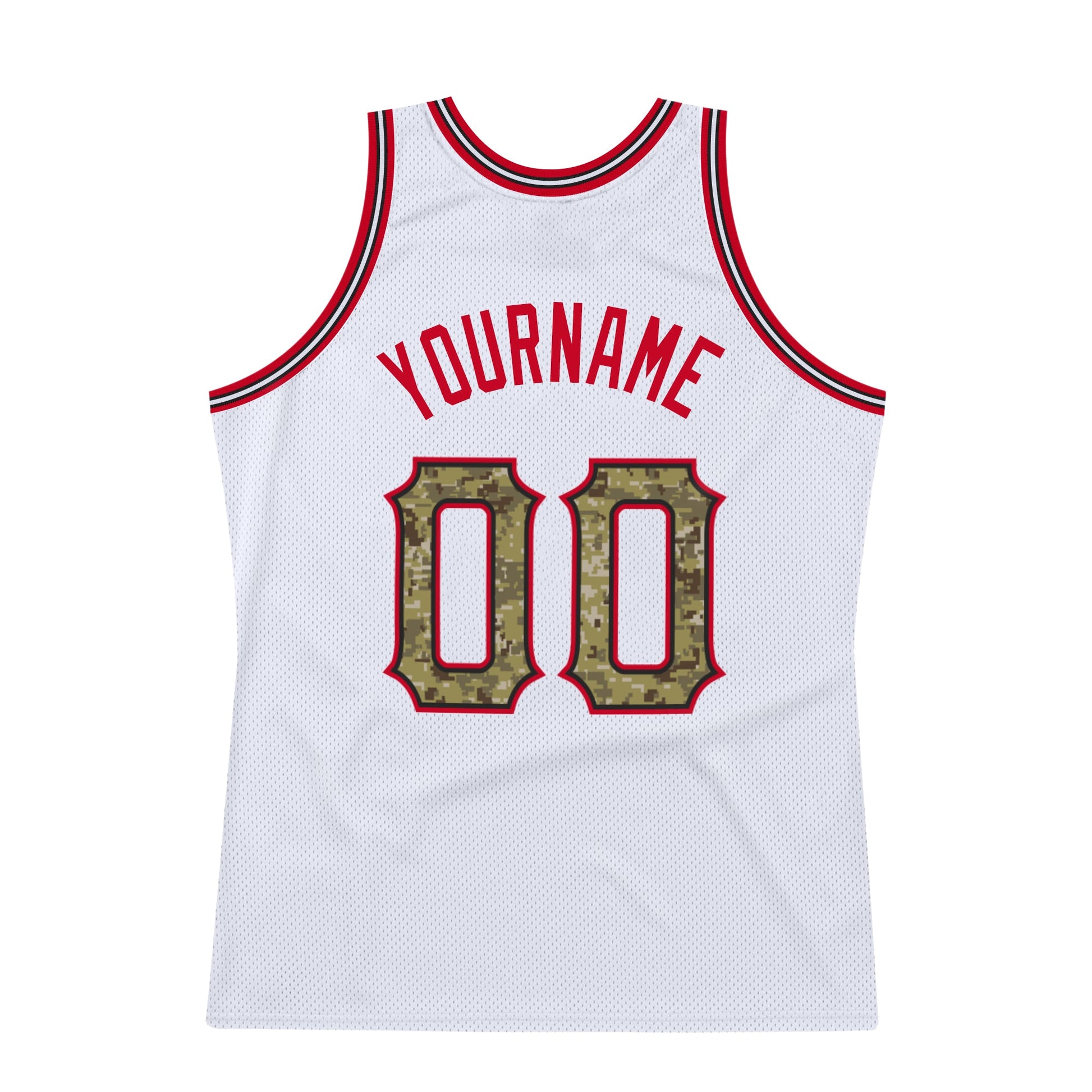Custom White Camo-Red Authentic Throwback Basketball Jersey - Sky-Custom