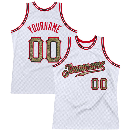 Custom White Camo-Red Authentic Throwback Basketball Jersey - Sky-Custom