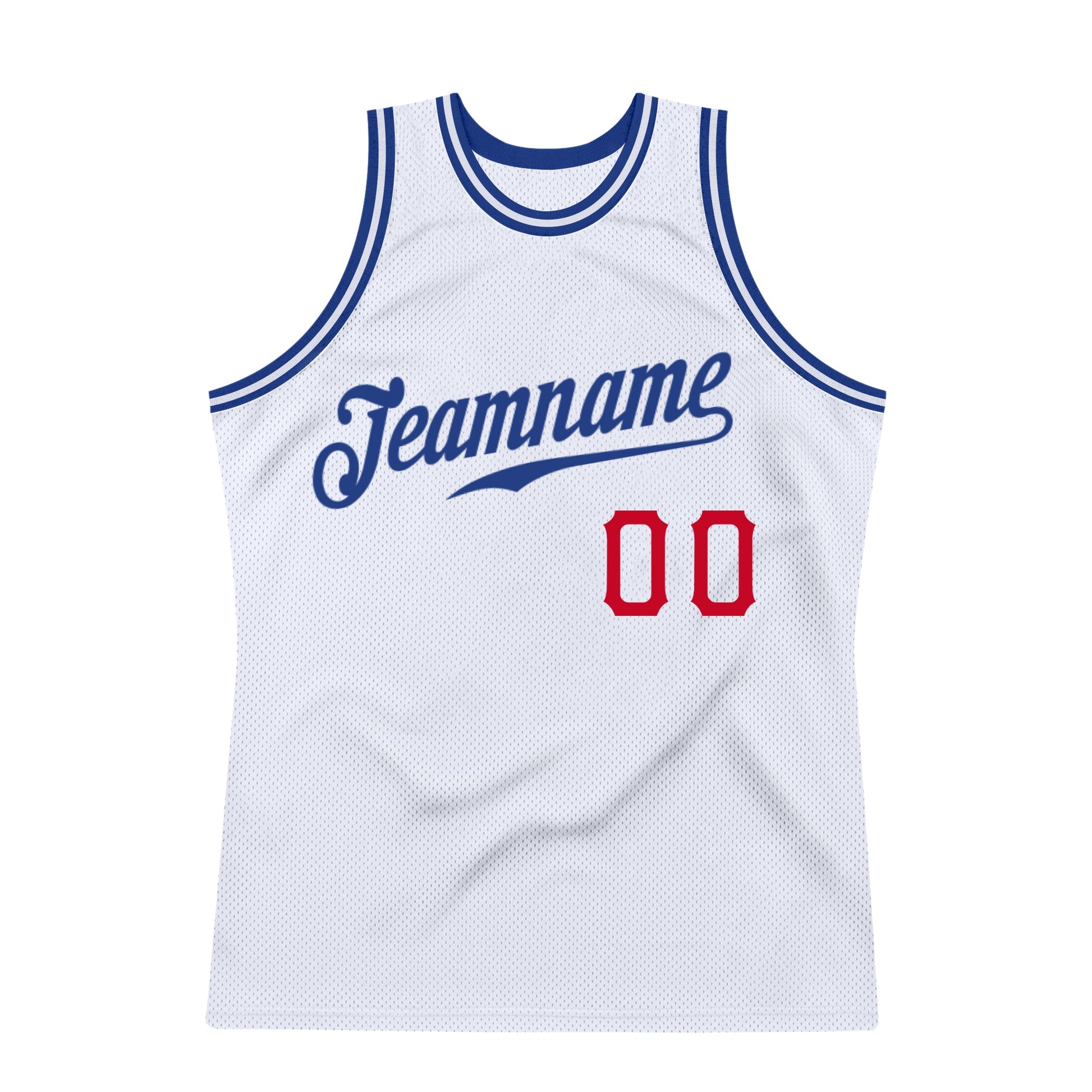 Custom White Royal-Red Authentic Throwback Basketball Jersey - Sky-Custom