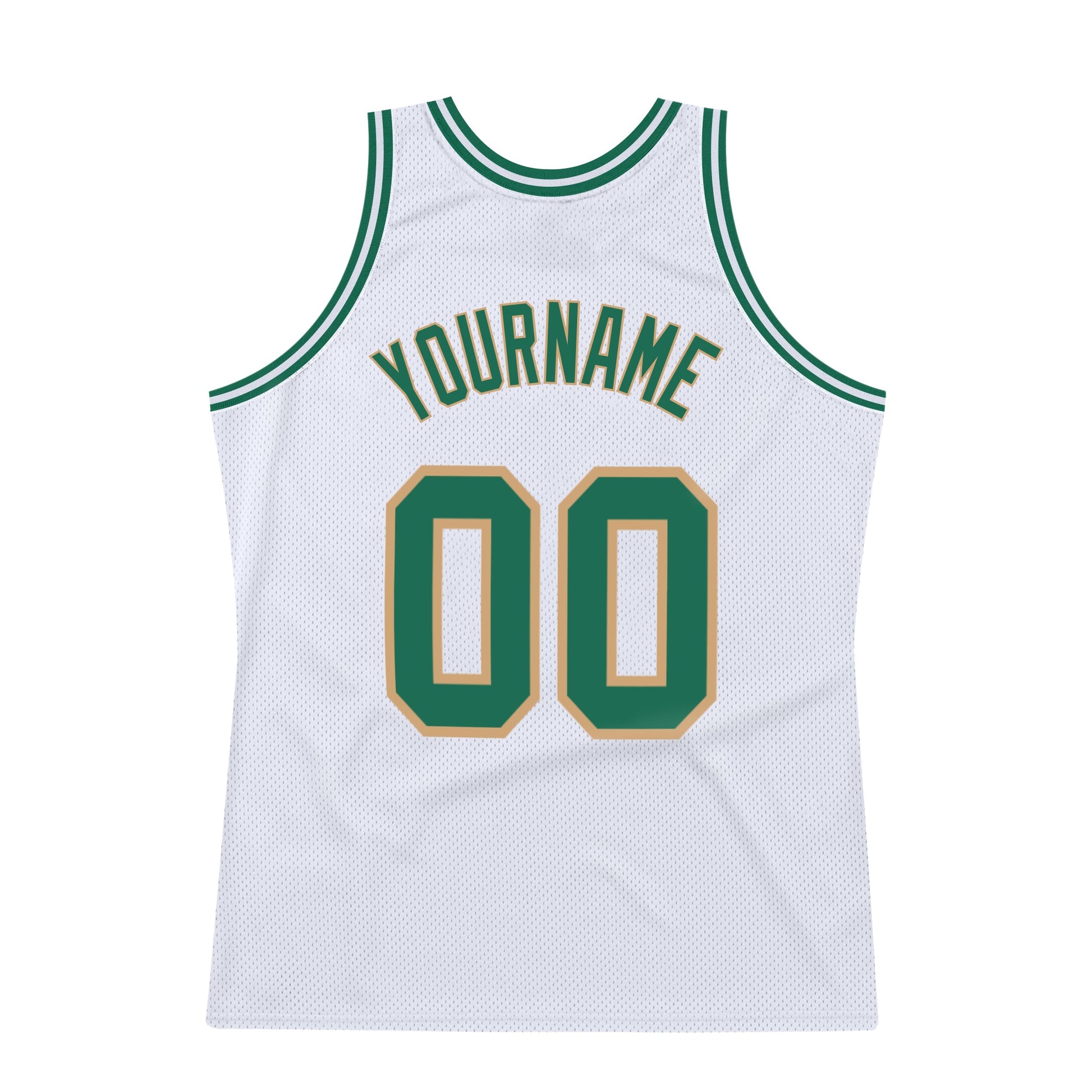Custom White Kelly Green-Old Gold Authentic Throwback Basketball Jersey - Sky-Custom