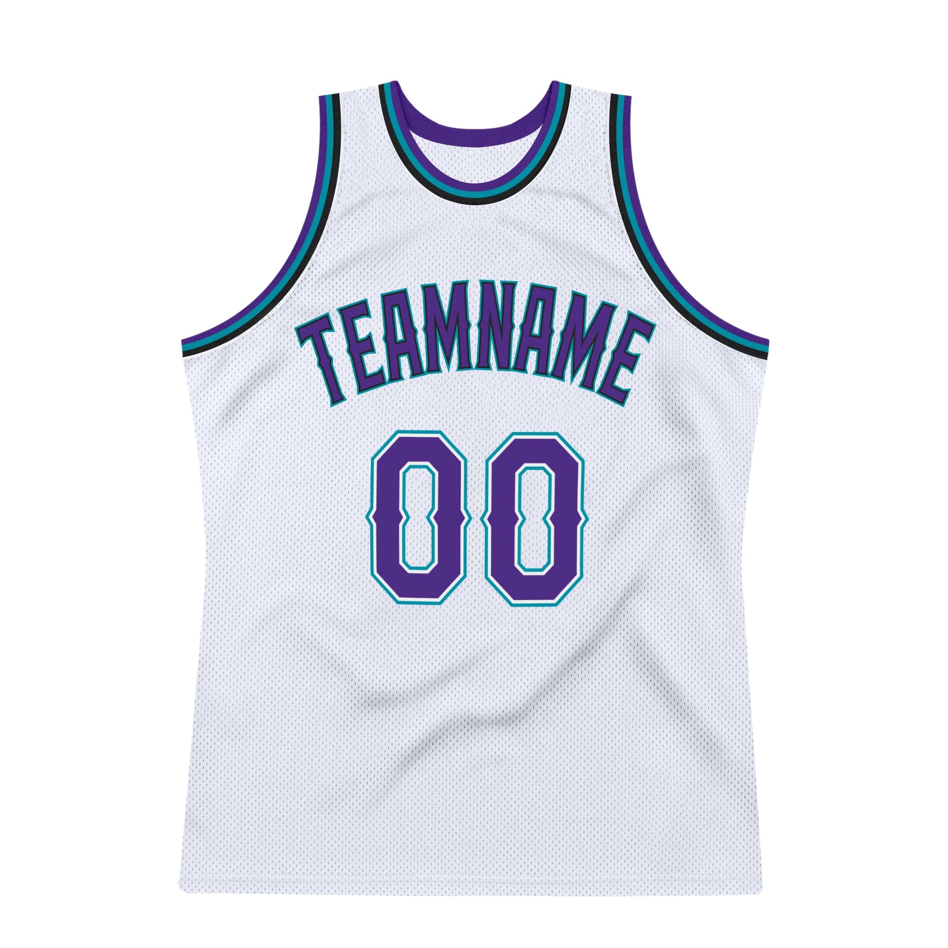 Custom White Purple-Teal Authentic Throwback Basketball Jersey - Sky-Custom