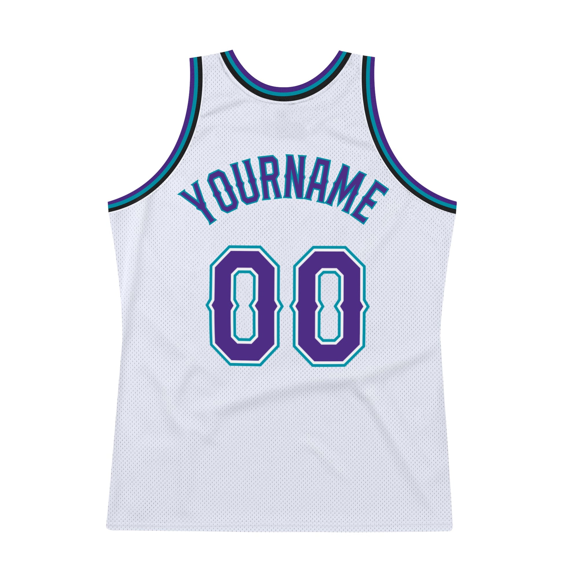 Custom White Purple-Teal Authentic Throwback Basketball Jersey - Sky-Custom