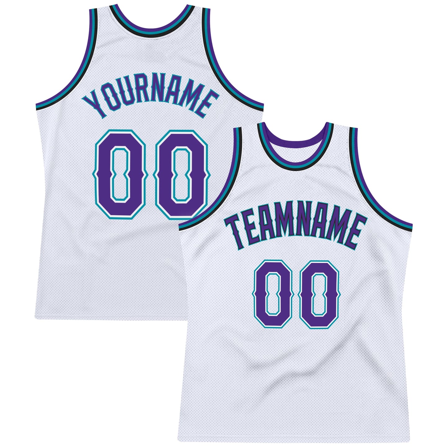 Custom White Purple-Teal Authentic Throwback Basketball Jersey - Sky-Custom